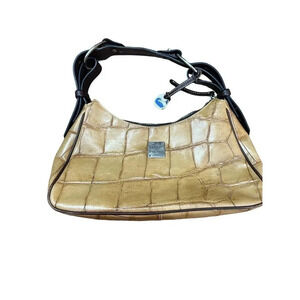 Dooney Bourke Dover Tote Bone Brown Exotic‎ Croco Embossed Leather Handbag